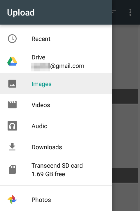 google drive file upload pick the source