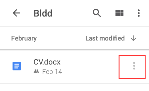 google drive app three vertical dotted button