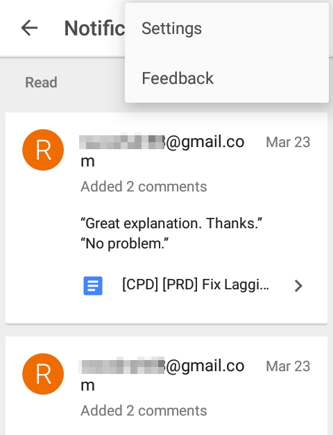 google drive notifications