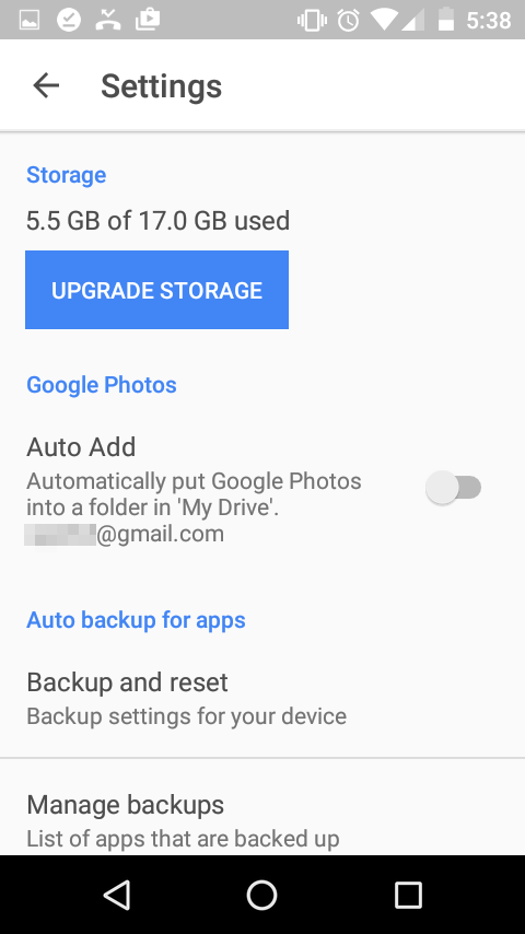 google drive settings