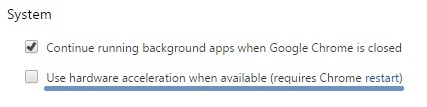 disable chrome use hardware acceleration when available