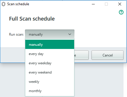 schedule kaspersky free antivirus scanning