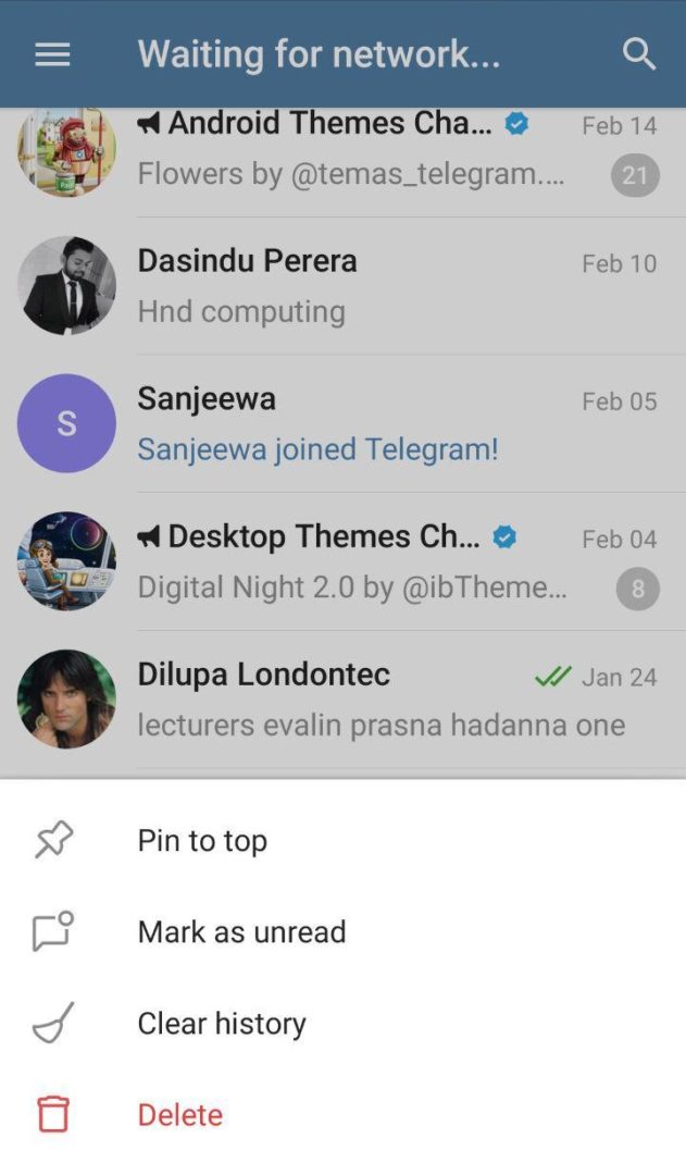 telegram removes chat in android