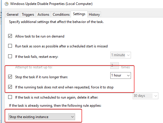 disable windows 10 automatic update with windows task scheduler