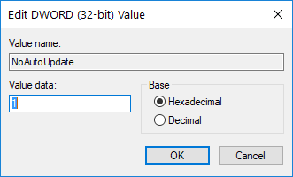 disable windows 10 updates with windows registry