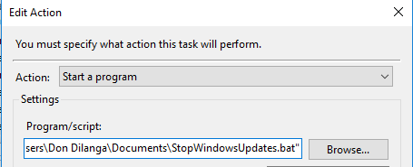 disable windows 10 automatic update with windows task scheduler