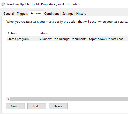 disable windows 10 automatic update with windows task scheduler