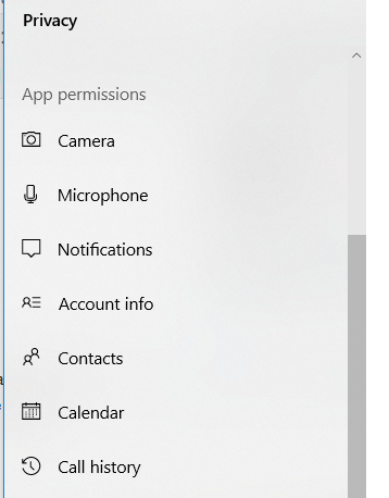 windows 10 app permission