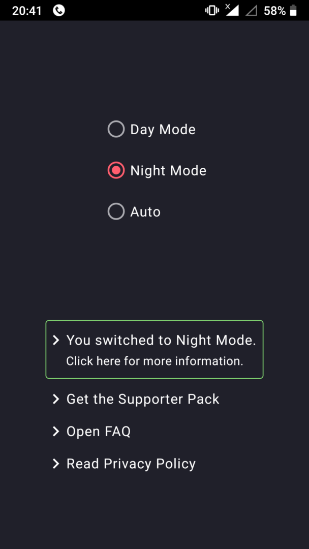 Dark mode in Android